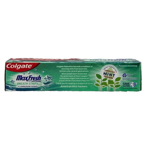 Lot of 2 Colgate Max Fresh Toothpaste Clean‎ Mint Whitening Breath Strips 6.3oz - Picture 3 of 7